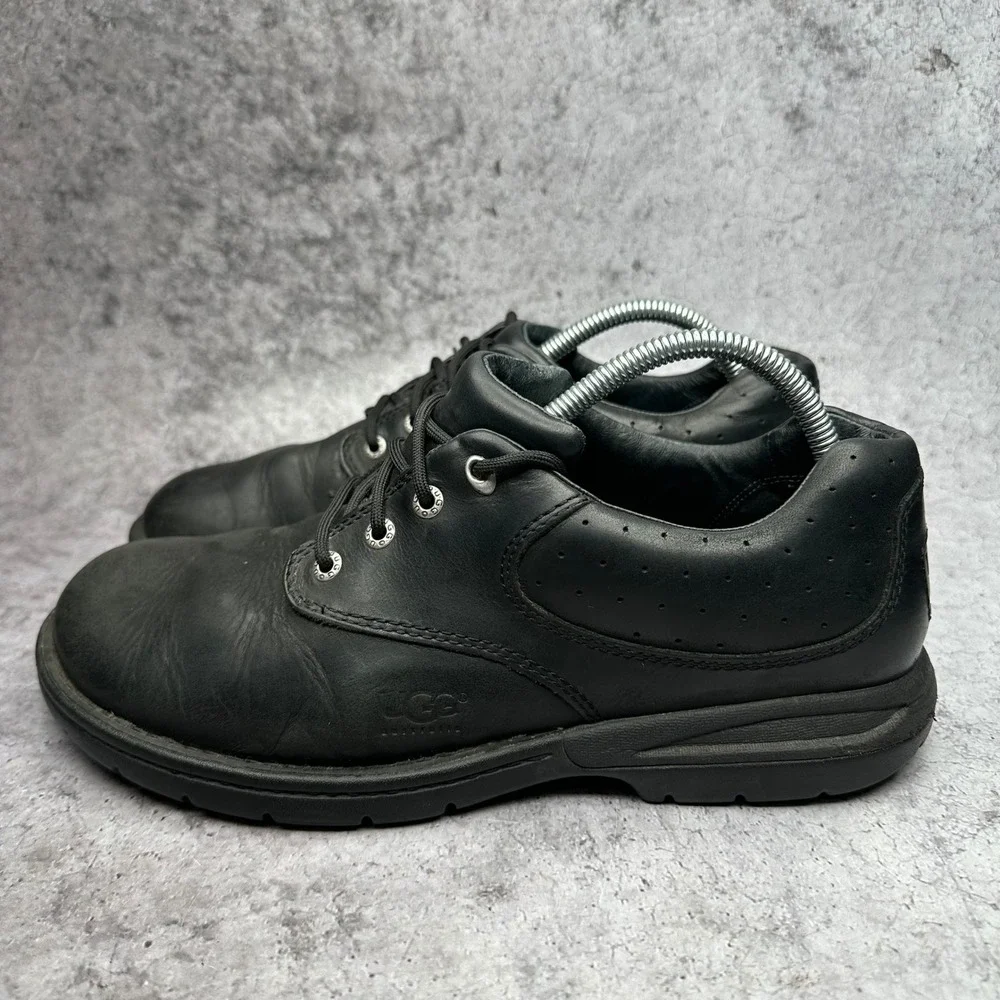UGG Marshal Oxford Mens 10 Black Leather Casual Lace Up Shoes 5903 Perforated